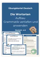 Vorschau - Arbeitsblätter - Übungskartei Wortarten Aufbau Erweiterungsset Deutsch Klasse 4-6 - Deckblatt