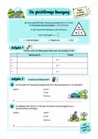 Vorschau - Arbeitsblätter - gleichförmige Bewegung - Arbeitsblatt mit Lösung - Deckblatt