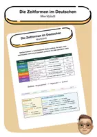 Vorschau - Arbeitsblätter - Die Zeitformen im Deutschen - Merkblatt - Deckblatt
