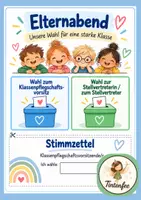 Vorschau - Arbeitsblätter - Stimmzettel & Wahlmaterial für den Elternabend – Klassenpflegschaftswahl - Deckblatt