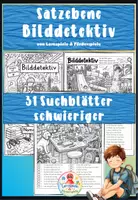 Vorschau - Arbeitsblätter - Bilddetektiv - lesen auf Satzebene - schwierigere Version (kleine Schrift) - Deckblatt