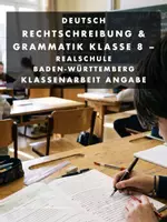 Vorschau - Klassenarbeiten - Rechtschreibung und Grammatik Klasse 8 Realschule BW (Klassenarbeit Angabe) - Deckblatt