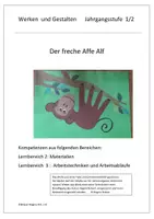 Vorschau - Stundenentwürfe - Papierarbeit - Schneideübung - der freche Affe Alf - Deckblatt