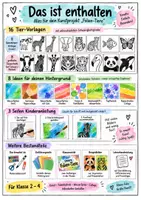 Vorschau - Mal- und Bastelvorlagen - Kunst Grundschule | Collage Gestalten mit Wasserfarben | Folien-Tiere – Tiere mit Folie | Klasse 2–4 - Seite 1