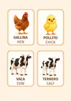 Vista previa - Tarjetas / Manipulativos - Flashcards de animales y sus crías | Español + Inglés - página 2