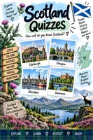 Vorschau - Arbeitsblätter - Scotland Quizzes – Landeskunde Englisch | Schottland & schottische Städte | Quiz-Arbeitsblätter mit Lösungen - Deckblatt