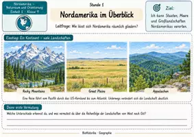Vorschau - Stundenentwürfe - Nordamerika - Naturraum und Orientierung | Geographie Klasse 9 | Komplettpaket: 5 Stunden und Lernkontrolle - Seite 1