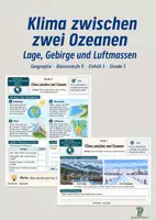 Vorschau - Stundenentwürfe - Klima zwischen zwei Ozeanen | Geographie Klasse 9 | Arbeitsblätter mit Lösungen - Deckblatt