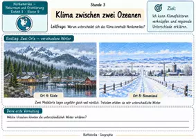 Vorschau - Stundenentwürfe - Klima zwischen zwei Ozeanen | Geographie Klasse 9 | Arbeitsblätter mit Lösungen - Seite 1