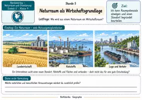 Vorschau - Stundenentwürfe - Naturraum als Wirtschaftsgrundlage | Geographie Klasse 9 | Arbeitsblätter mit Lösungen - Seite 1