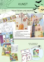 Vorschau - Arbeitsblätter - Kunst Halloween Haus Grundschule / Sekundarstufe - Deckblatt