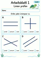 Vorschau - Arbeitsblätter - Parallele und senkrechte Linien | Mathematik Klasse 4 | 10 Arbeitsblätter als PDF - Seite 1