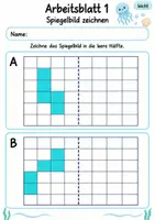Vorschau - Arbeitsblätter - Spiegelbilder Klasse 4 | Mathematik Klasse 4 | 10 Arbeitsblätter als PDF - Seite 1