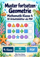 Vorschau - Arbeitsblätter - Muster fortsetzen Geometrie | Mathematik Klasse 4 | 10 Arbeitsblätter als PDF - Deckblatt