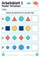 Vorschau - Arbeitsblätter - Muster fortsetzen Geometrie | Mathematik Klasse 4 | 10 Arbeitsblätter als PDF - Seite 1