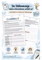 Vorschau - Arbeitsblätter - Die Stellenanzeige - Informationen herausarbeiten - Deckblatt