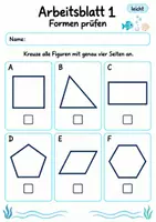 Vorschau - Arbeitsblätter - Vierecke erkennen Klasse 4 | Mathematik Klasse 4 | 10 Arbeitsblätter als PDF - Seite 1