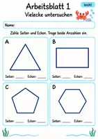 Vorschau - Arbeitsblätter - Vielecke untersuchen Klasse 4 | Mathematik Klasse 4 | 10 Arbeitsblätter als PDF - Seite 1