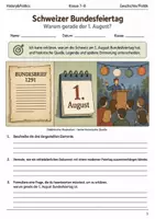 Vorschau - Arbeitsblätter - Schweizer Bundesfeiertag Arbeitsblatt Klasse 7–8 - Deckblatt