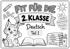 Vorschau - Arbeitsblätter - Fit für die 2. Klasse Deutsch Teil 1 - Deckblatt