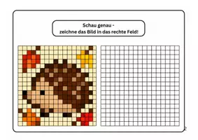 Vorschau - Arbeitsblätter - Pixelbilder Herbst - Pixelkunst mit 10 bunten Vorlagen 🍁🍂🍁 - Seite 1