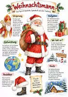 Vorschau - Arbeitsblätter - Lernplakat + AB mit Fragen zum Thema "Weihnachtsmann" + Lösungsblatt + Infografik - Deckblatt