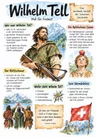 Vorschau - Arbeitsblätter - Lernplakat + AB mit Fragen zum Thema "Wilhelm Tell" + Lösungsblatt + Mindmap + Infografik - Deckblatt