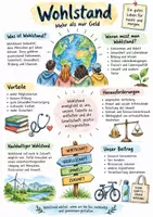 Vorschau - Arbeitsblätter - Lernplakat + AB mit Fragen zum Thema "Wohlstand" + Lösungsblatt + Infografik - Deckblatt