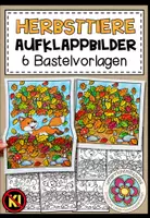 Vorschau - Mal- und Bastelvorlagen - Herbsttiere - Aufklappbilder (6 handgezeichnete Bastelvorlagen) - Deckblatt
