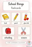 Vorschau - Bildkarten - School things – Flashcards | Englisch Grundschule | Schulmaterialien - Deckblatt