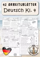 Vorschau - Arbeitsblätter - Deutsch Klasse 4 komplett – 42 Arbeitsblätter – Grammatik, Rechtschreibung & Textverständnis – Zeichensetzung, wörtliche Rede, Wortarten, Satzarten, Satzglieder & Zeitformen - Deckblatt
