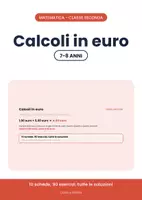 anteprima - Esercizi - 💶 Calcoli in euro classe seconda: spesa e resto, 10 schede - Pagina di copertina