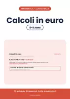 anteprima - Esercizi - 💶 Calcoli in euro classe terza: spesa e resto, 10 schede - Pagina di copertina
