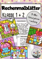 Vorschau - Arbeitsblätter - Rechenmalblätter Klasse 1 und 2: Schuljahresanfang. Mathe. Rechnen und malen. - Deckblatt