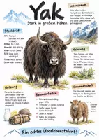 Vorschau - Arbeitsblätter - Lernplakat + AB mit Fragen zum Thema "Yak" + Lösungsblatt + Infografik - Seite 1