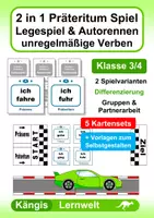 Vorschau - Mal- und Bastelvorlagen - 2 in 1 Präteritum Spiel: Legespiel & Autorennen (Klasse 3/4) - Deckblatt