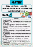 Vorschau - Arbeitsblätter - Raum und Form – Geometrie Symmetrie, Würfelnetze, Baupläne und Maßstab mit Lösungen Klasse 4 - Deckblatt