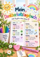Vorschau - Arbeitsblätter - 🌈 Mein Dankbarkeitstagebuch - Grundschule 🌈 - Seite 1