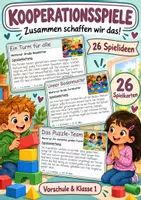 Vorschau - Spiele - 5 Spielsammlungen Bewegung & Miteinander – 130 Spielkarten für Vorschule & Klasse 1: Ballspiele, Spielplatzspiele, Hallenspiele, Bewegungspausen, Kooperationsspiele, Motorik, Teamspiele, Kita & Grundschule PDF - Seite 1