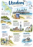 Vorschau - Arbeitsblätter - Lernplakat + AB mit Fragen zum Thema "Usedom" + Lösungsblatt + Infografik - Deckblatt