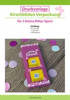 Vorschau - Mal- und Bastelvorlagen - Bastelvorlage Muttertag: Vielen Dank - Kirschblüten Verpackung - Deckblatt