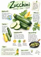 Vorschau - Arbeitsblätter - Lernplakat + AB mit Fragen zum Thema "Zucchini" + Lösungsblatt + Infografik - Deckblatt