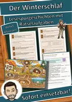 Vorschau - Mal- und Bastelvorlagen - Der Winterschlaf – Lesespurgeschichte mit Rätselaufgaben (Klasse 7) - Deckblatt
