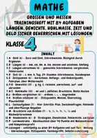 Vorschau - Arbeitsblätter - Größen und Messen Trainingsheft mit 84 Aufgaben Längen, Gewichte, Hohlmaße, Zeit und Geld sicher beherrschen,mit Lösungen Klasse 4 - Deckblatt