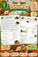 Vorschau - Arbeitsblätter - Der Igel im Herbst | Lesetext, Leseverständnis & Tierforscher-Aufgaben - Deckblatt