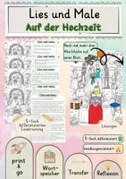 Vorschau - Stundenentwürfe - Lesen und Leseförderung – Lies und male – Auf der Hochzeit fünffach differenziertes Lesetraining mit Wortspeicher - Deckblatt