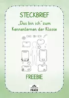 Vorschau - Arbeitsblätter - Steckbrief - Das bin ich zum Kennenlernen der Klasse - Freebie - Deckblatt