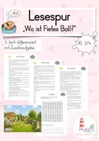 Vorschau - Arbeitsblätter - Lesespur: Wo ist Fietes Ball? (Leseverständnis/ Leseförderung Kl. 3/4) - Deckblatt