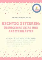 Vorschau - Arbeitsblätter - Unterrichtsmaterial: Aus Texten und Grafiken zitieren - Deckblatt