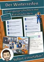 Vorschau - Arbeitsblätter - Der Winterreifen – Lesespurgeschichte mit Rätselaufgaben (Klasse 8) - Deckblatt